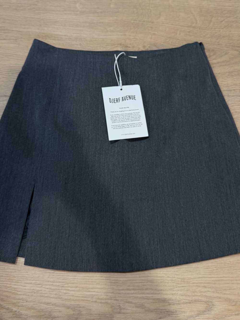 Djerf Avenue Charcoal Gray Mini Skirt with Side Slit